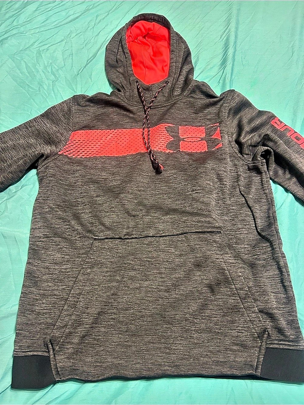Under Armour Fleece Big Logo Hoodie Men's Gray & Red/Orange